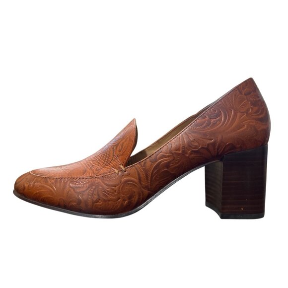 Patricia Nash Floral Tooled Leather Block Heel Pump Loafer Women EU 39 / US 9 - Picture 8 of 9